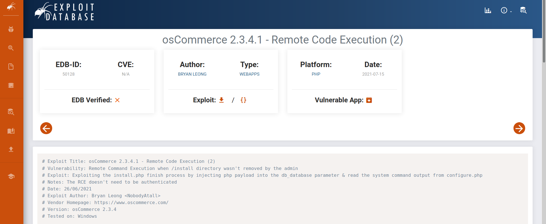Imágen del exploit